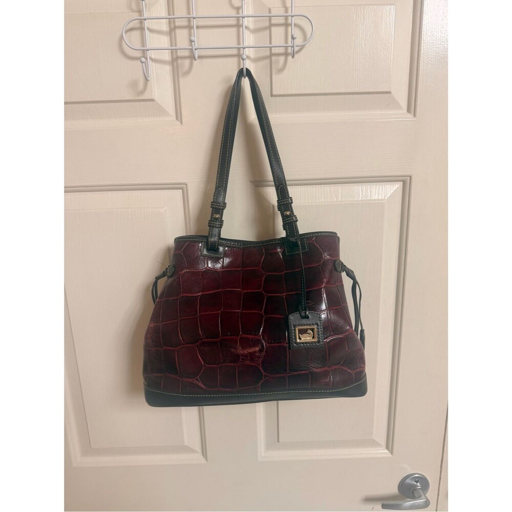 VTG Y2K Dooney & Bourke Croc Embossed Leather Shoulder Bag